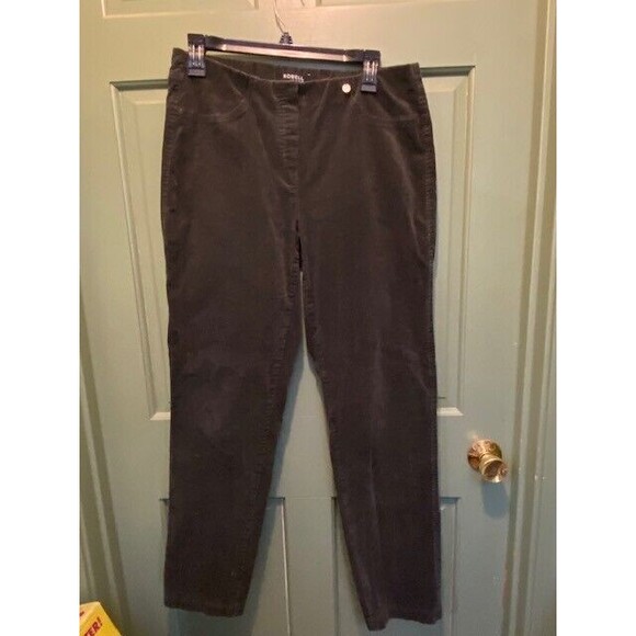 Robell Jeans Bella Women Sz 10 Black Corduroy Pull On Pants Preppy Dark Academia - Picture 1 of 8